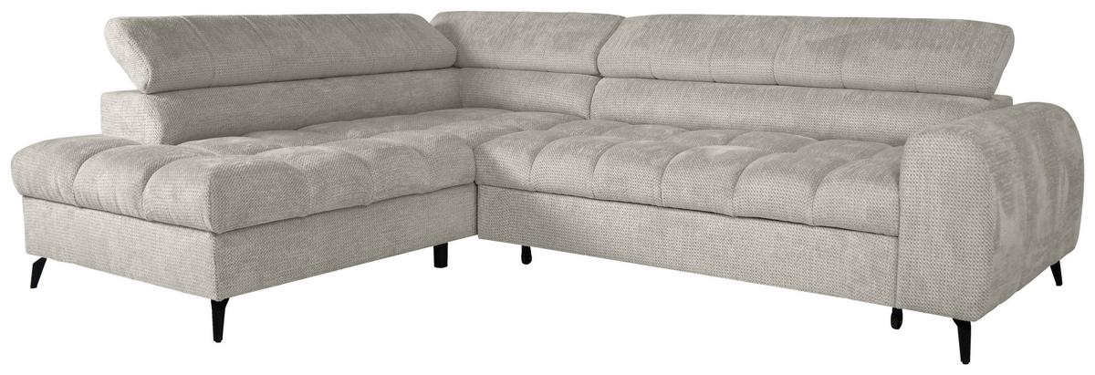 Ecksofa Volf Links New Hellgr. mit Schlaffunktion, 203x261 cm - Hellgrau/Schwarz, Trend, Textil (203/261cm)