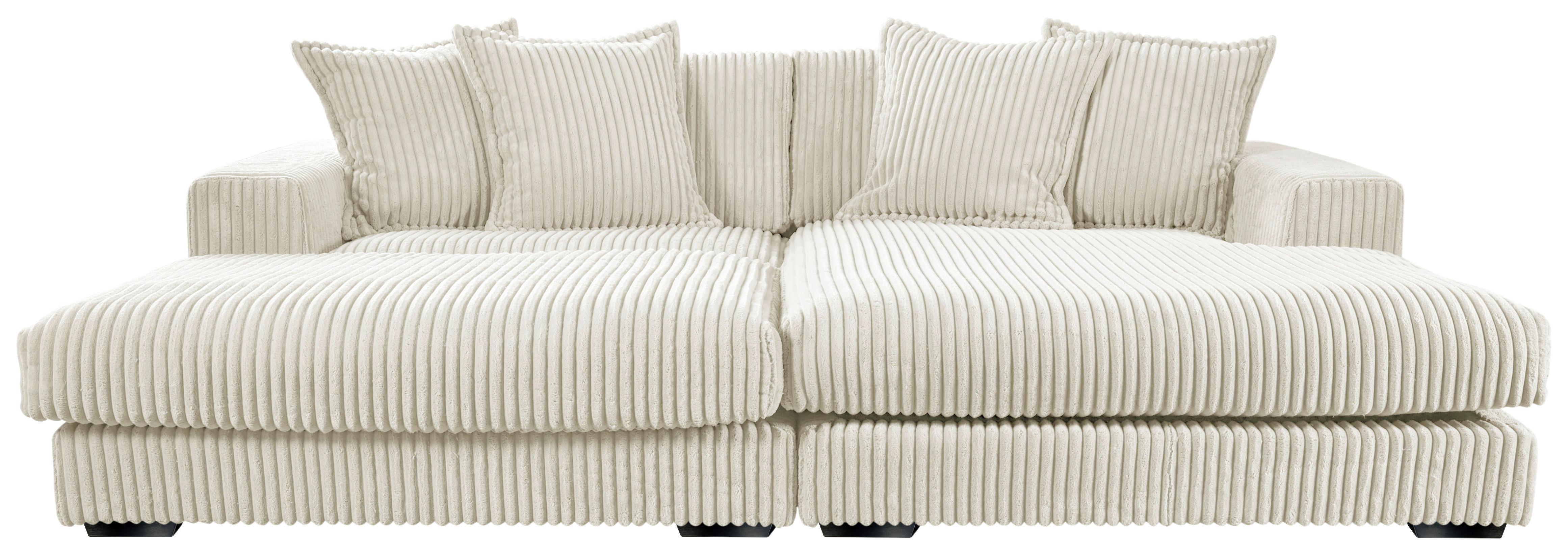 Ecksofa Funny Links Weiß, mit Hocker, Schenkel: 195x285 cm - Schwarz/Weiß, Basics, Textil (195/285cm) - Livetastic