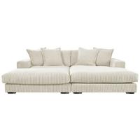 Ecksofa Funny Links Weiß, mit Hocker, Schenkel: 195x285 cm - Schwarz/Weiß, Basics, Textil (195/285cm) - Livetastic