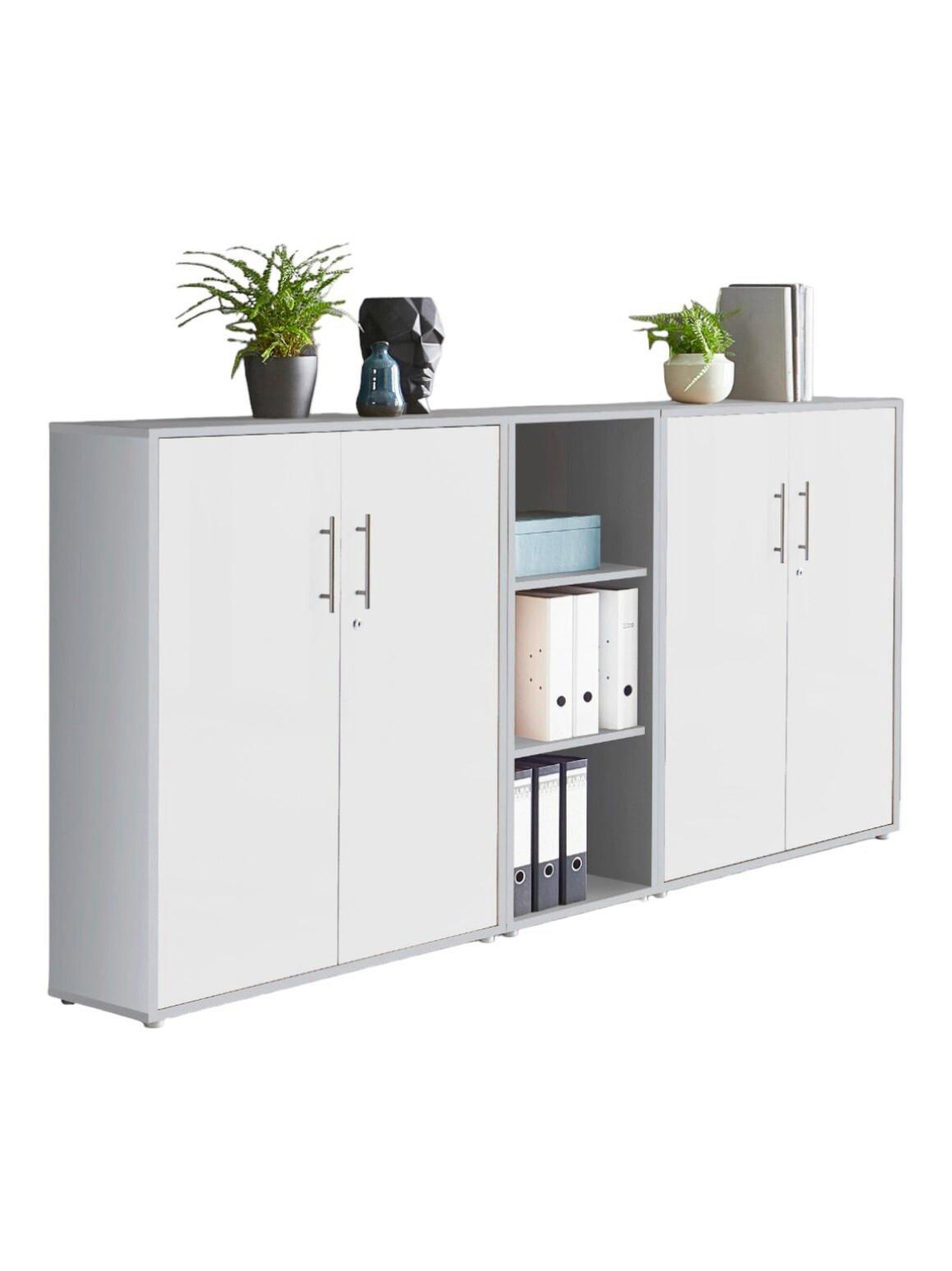 Office Edition B: 213 cm Grau/Weiß - Weiß/Grau, MODERN, Holzwerkstoff (213/114/33cm) - MID.YOU