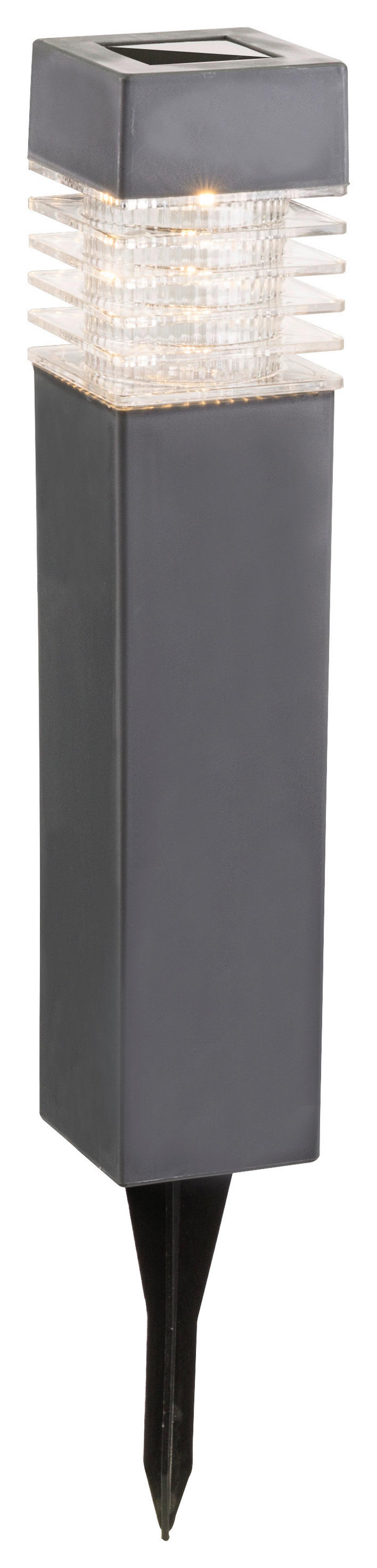 4 X Solarleuchte Mit Erdspieß - Grau, MODERN, Kunststoff (5,8/5,8/38,5cm)