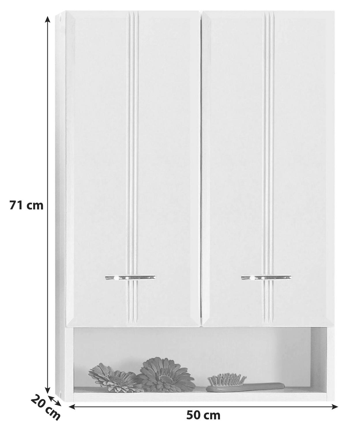 Hängeschrank Rallye B: 50 cm Weiß Dekor Mit 2 Drehtüren - Weiß, KONVENTIONELL, Holzwerkstoff (50/71/20cm) - Held