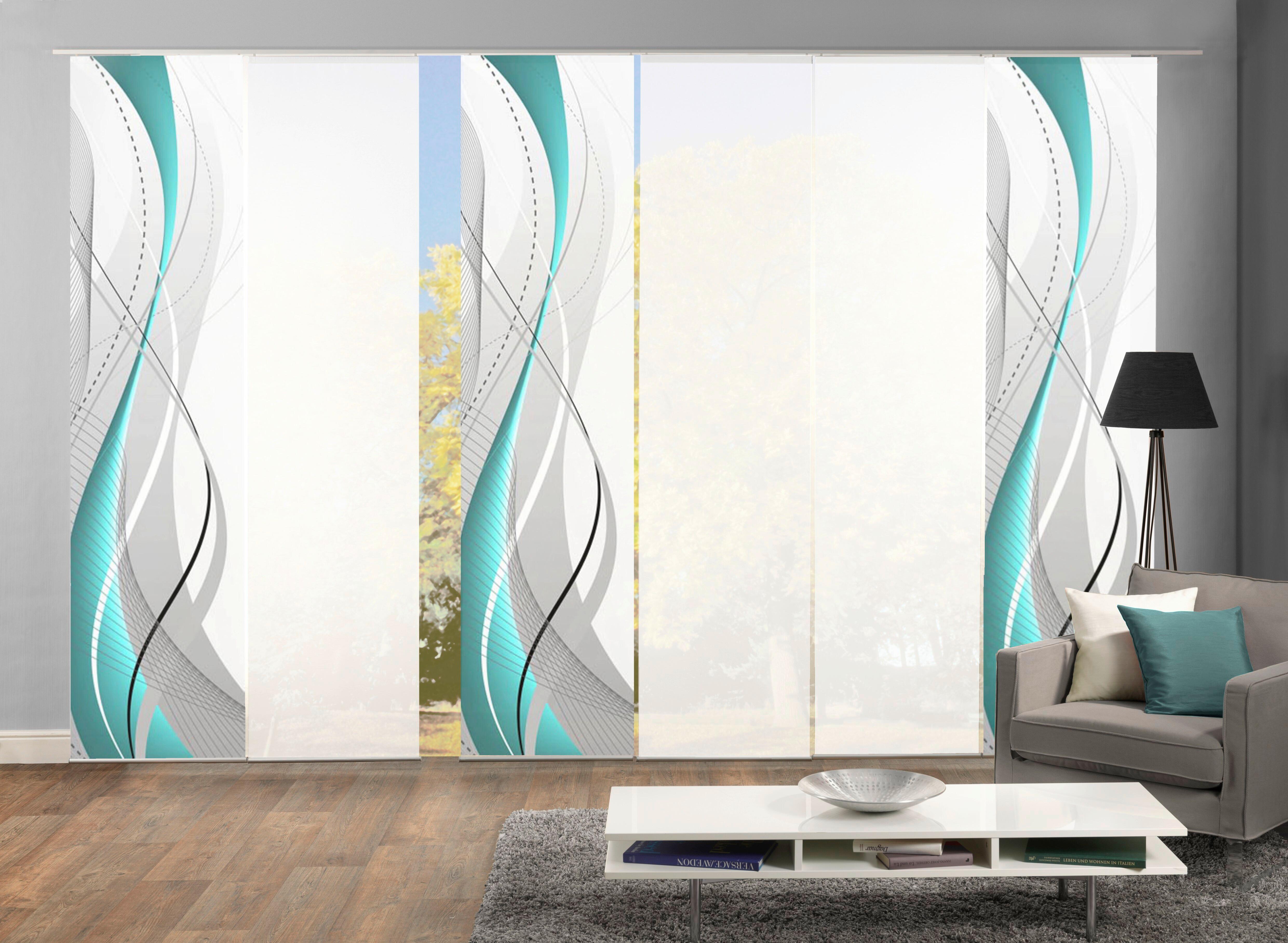Flächenvorhang Carlisle Petrol B: 60 Cm - Petrol, Design, Textil (60/245cm)