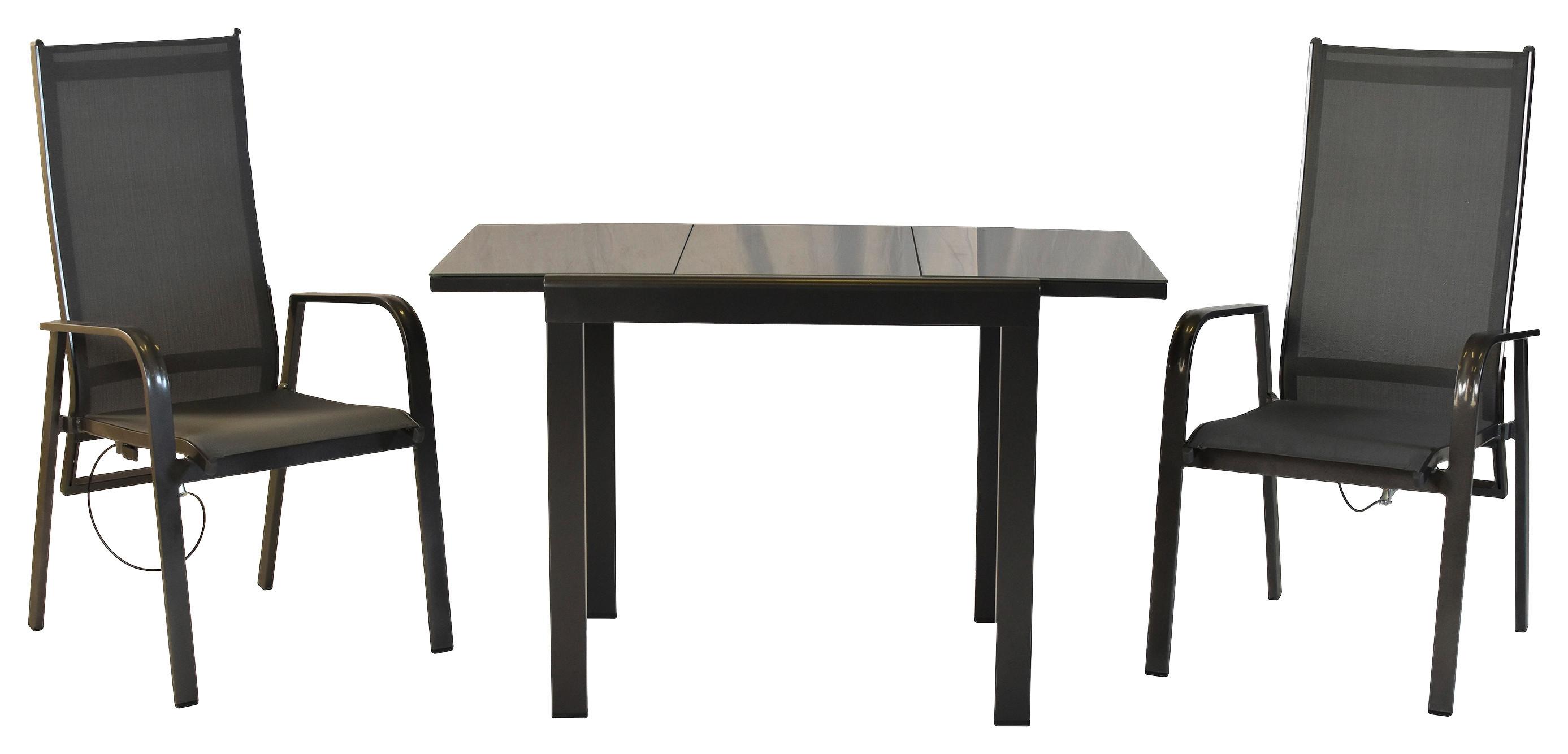 Gartenset Alassio - Graphitfarben/Grau, MODERN, Textil/Metall - Gardenson