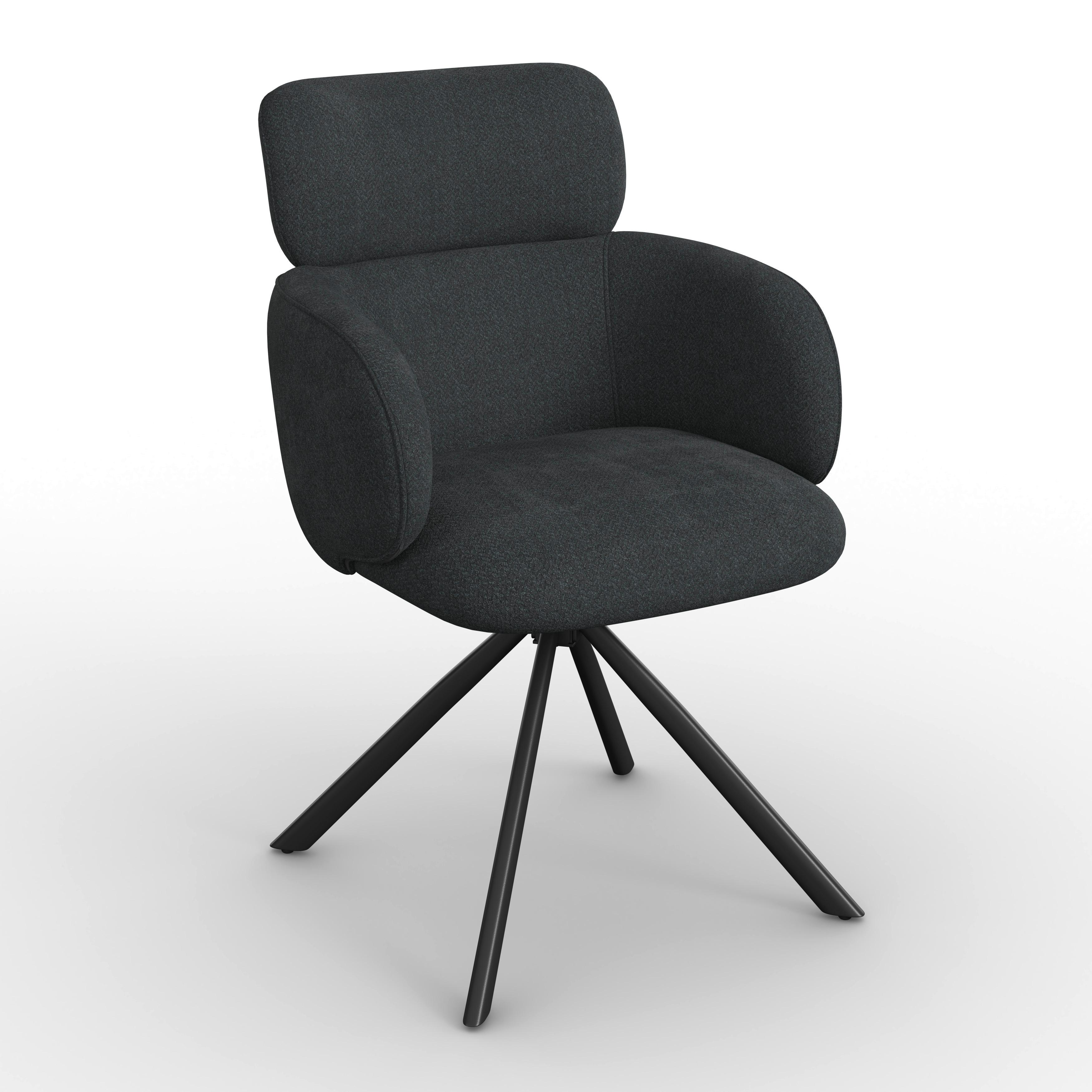 STOLIČKA S PODRÚČKAMI LIORA - čierna, Modern, kov/textil (58/84/61cm) - Bessagi Home