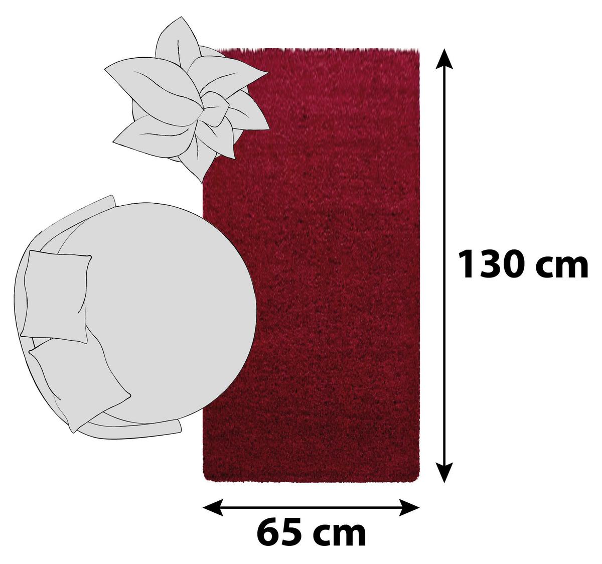 Hochflor Teppich Rot Dream 65x130 cm - Rot, KONVENTIONELL, Textil (65/130cm)