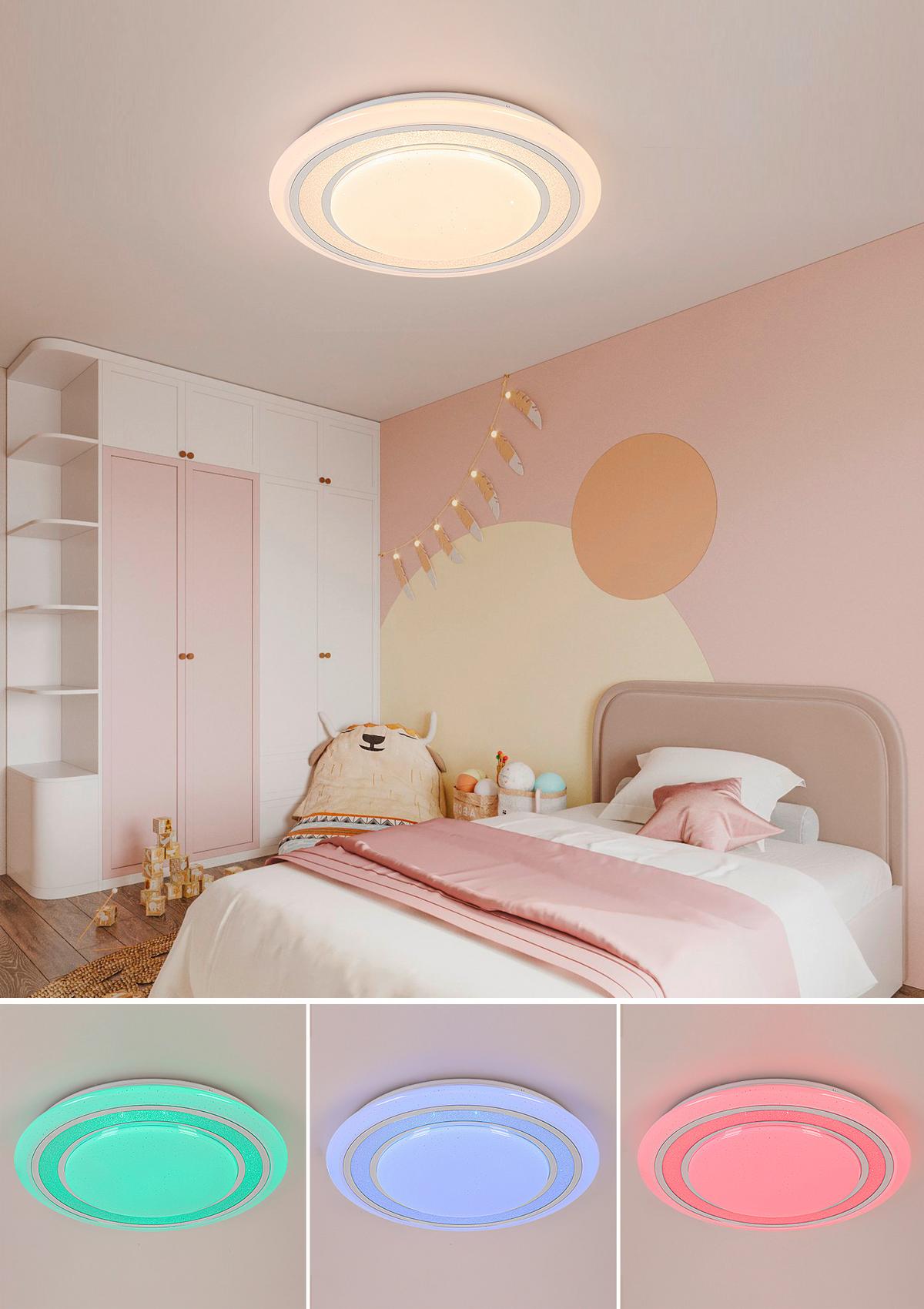 STROPNÍ LED SVÍTIDLO GIESBERT - bílá/barvy chromu, Moderní, kov/plast (55/8cm) - Premium Living