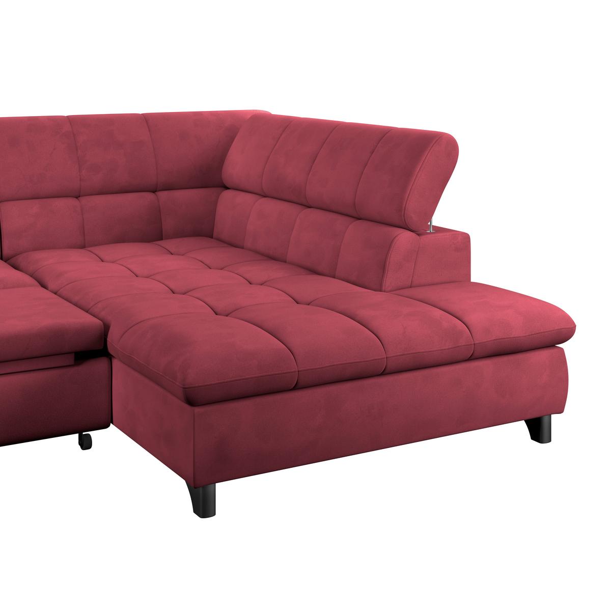 Ecksofa Gemini Rot, B: 312cm - Chromfarben/Rot, KONVENTIONELL, Textil (312/234cm)