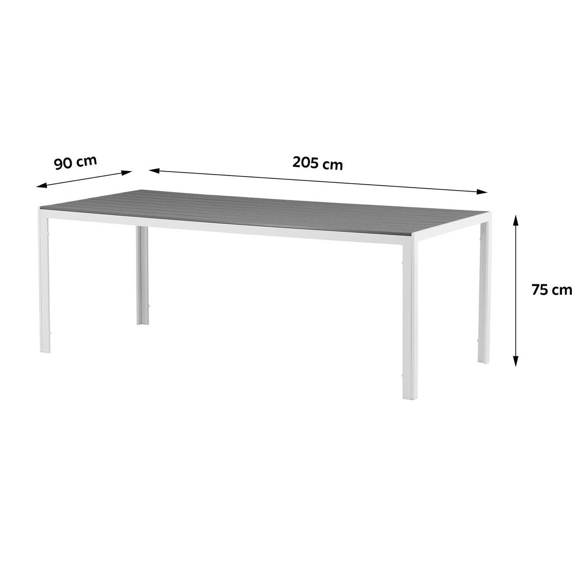 Gartentisch Break Metall L 205 Cm - Weiß/Grau, KONVENTIONELL, Metall (205/90/75cm) - Gardenson