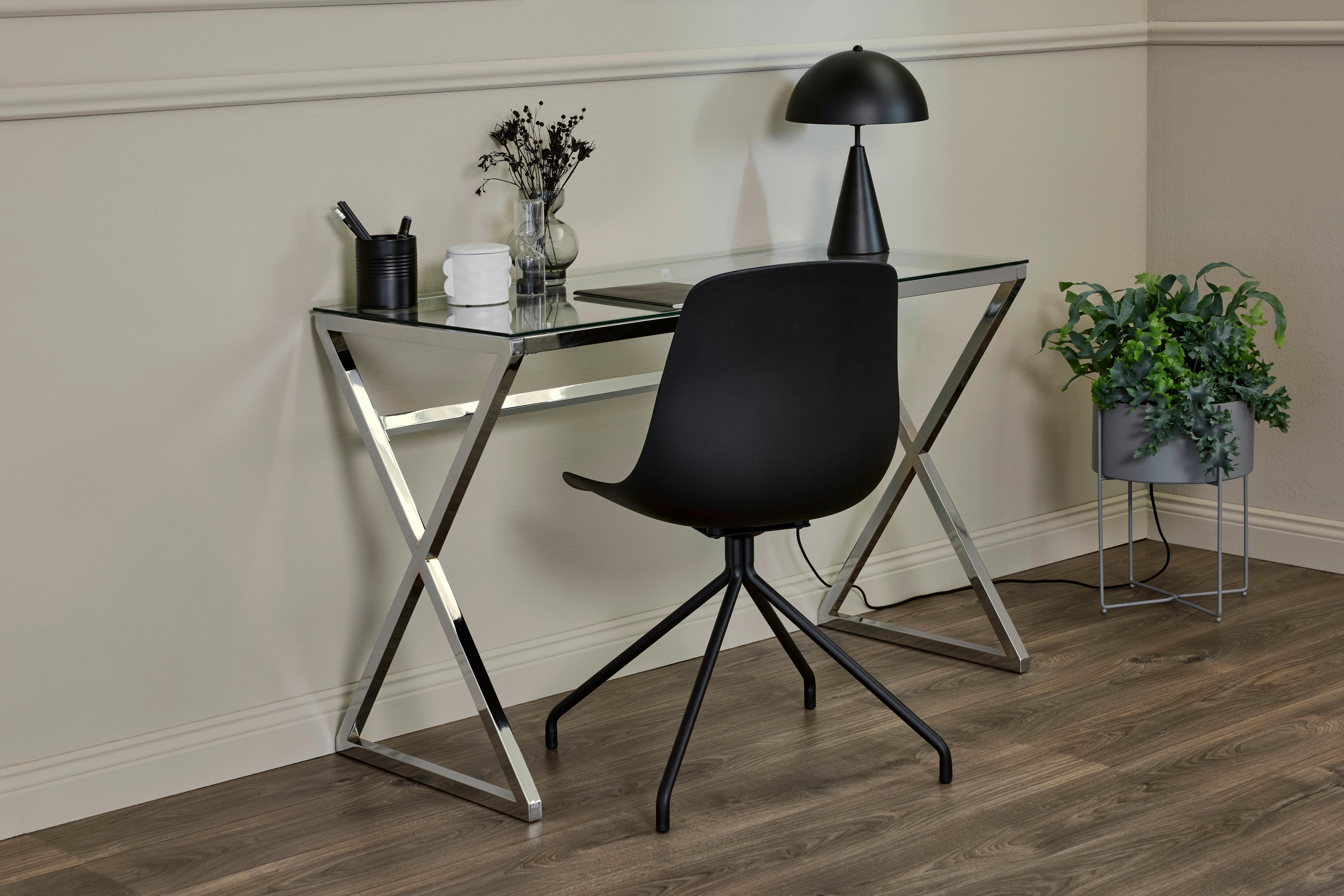 Schreibtisch Xtra Desk - Chromfarben/Klar, MODERN, Glas/Metall (110/50/72cm) - Livetastic