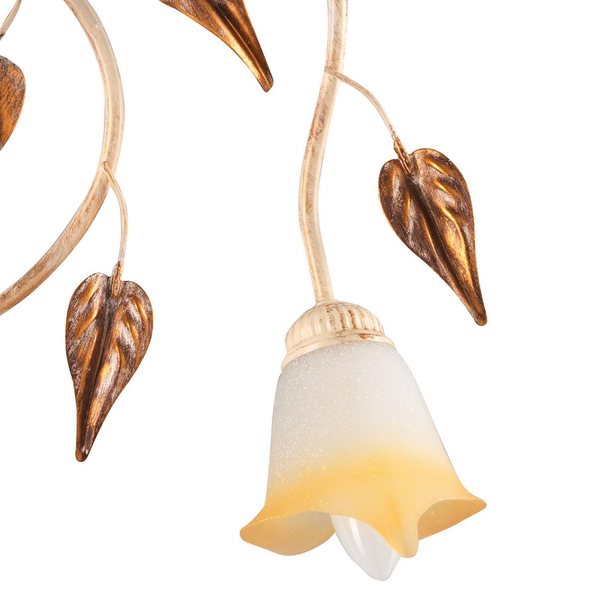 Deckenleuchte 4647/pl5 - Beige/Weiß, Natur, Glas/Metall (70/70/20cm)