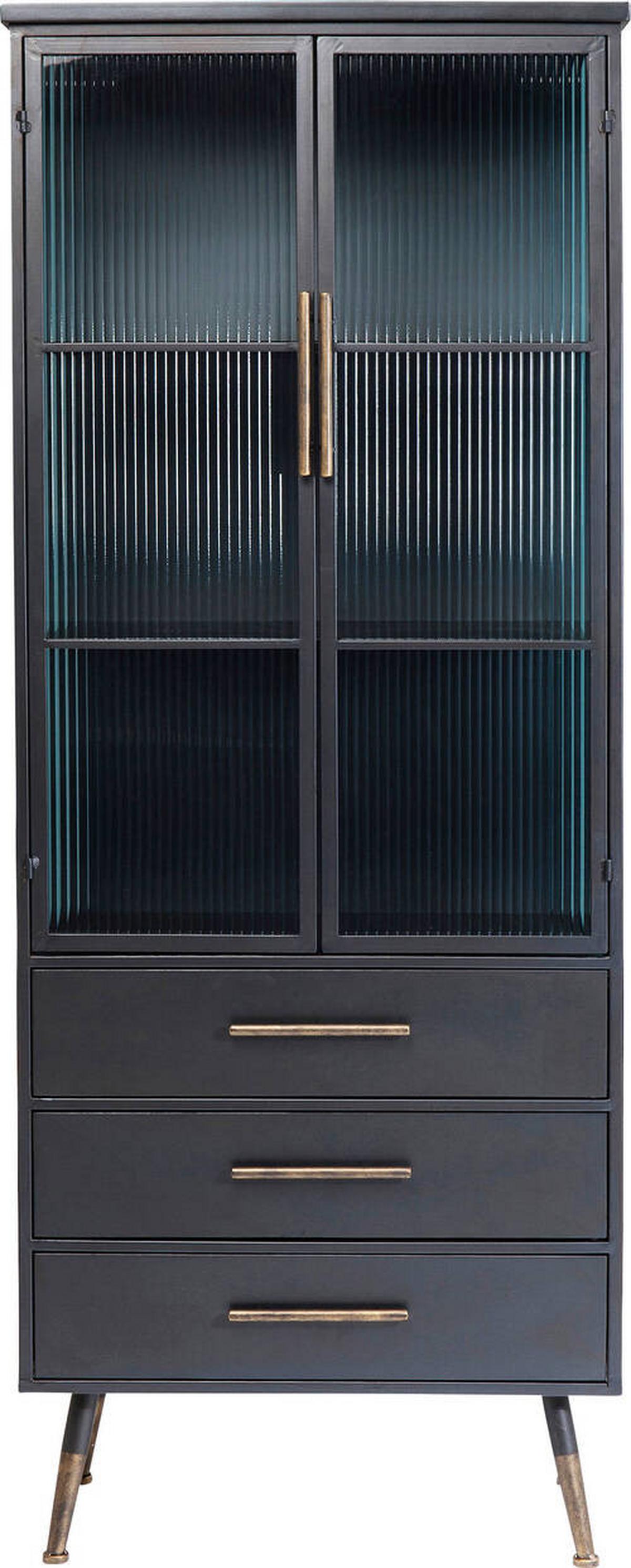 Highboard La Gomera - Anthrazit/Messingfarben, Trend, Glas/Holzwerkstoff (72/180/38cm) - Kare-Design