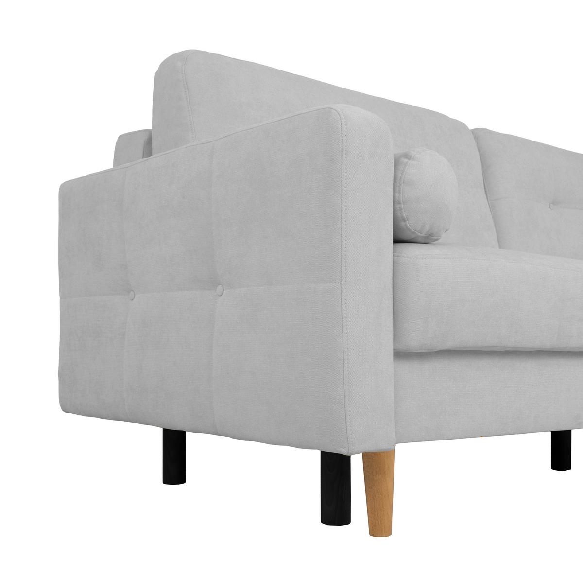 Schlafsofa Noret, Hellgrau B: 222 Cm - Buchefarben/Hellgrau, Design, Textil (222/93/99cm) - MID.YOU
