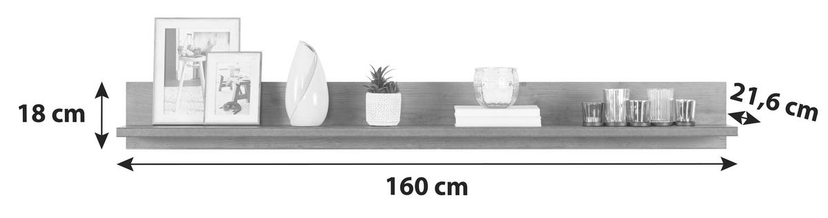 Falipolc Ontario - tölgyfa, Trend, faalapú anyag (160/18/21,60cm) - Ondega