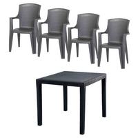 Gartenmöbel Set 5--teilig aus Kunststoff - Anthrazit, KONVENTIONELL, Kunststoff (77/77/72cm) - Gardenson