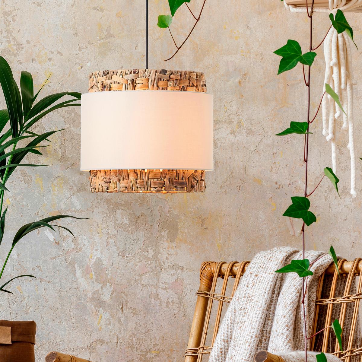 Hängeleuchte 99826/09 Waterlilly - Beige/Naturfarben, Natur, Naturmaterialien/Textil (35/140cm) - Brilliant
