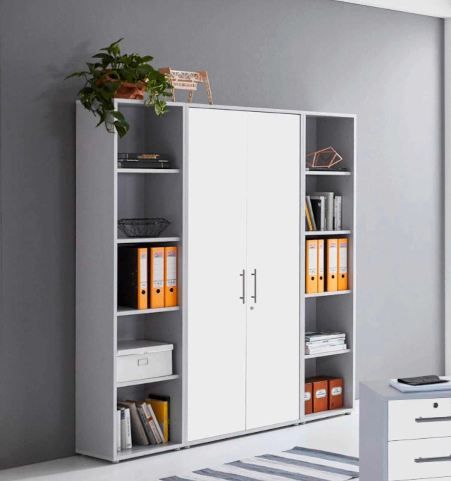 Office Edition B: 173 cm Grau/Weiß - Weiß/Grau, MODERN, Holzwerkstoff (173/186/33cm) - MID.YOU