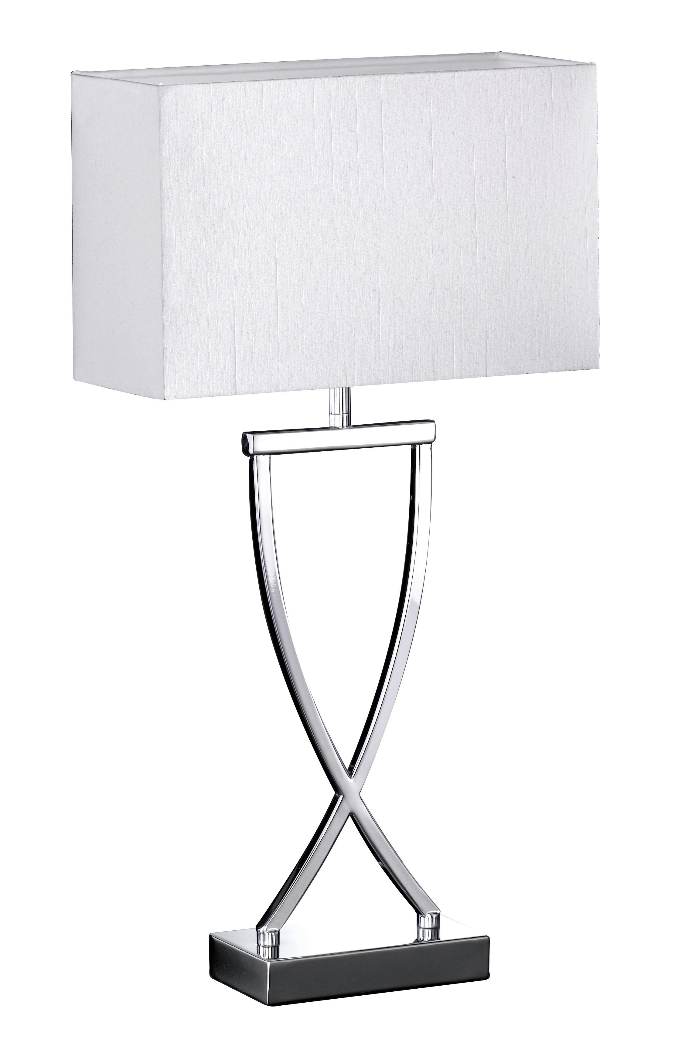 Tischlampe Anni Weiß/ Chromfarben mit Schnurschalter - Chromfarben/Weiß, Design, Kunststoff/Metall (27/12/51cm) - Fischer & Honsel