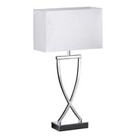 Tischlampe Anni Weiß/ Chromfarben mit Schnurschalter - Chromfarben/Weiß, Design, Kunststoff/Metall (27/12/51cm) - Fischer & Honsel