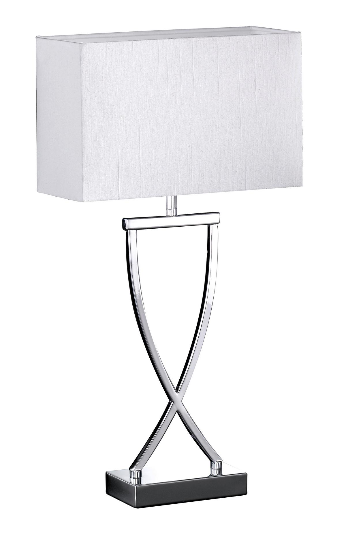 Tischlampe Anni Weiß/ Chromfarben mit Schnurschalter - Chromfarben/Weiß, Design, Kunststoff/Metall (27/12/51cm) - Fischer & Honsel