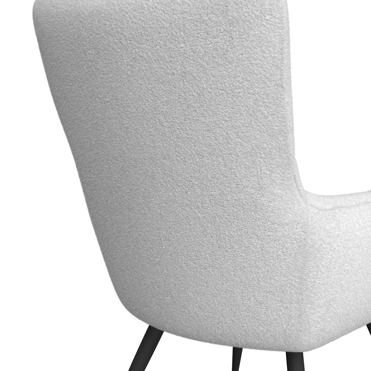 Ohrensessel Hanoi Webstoff weiß, B: 71 cm - Schwarz/Weiß, MODERN, Textil/Metall (71/98/83cm)