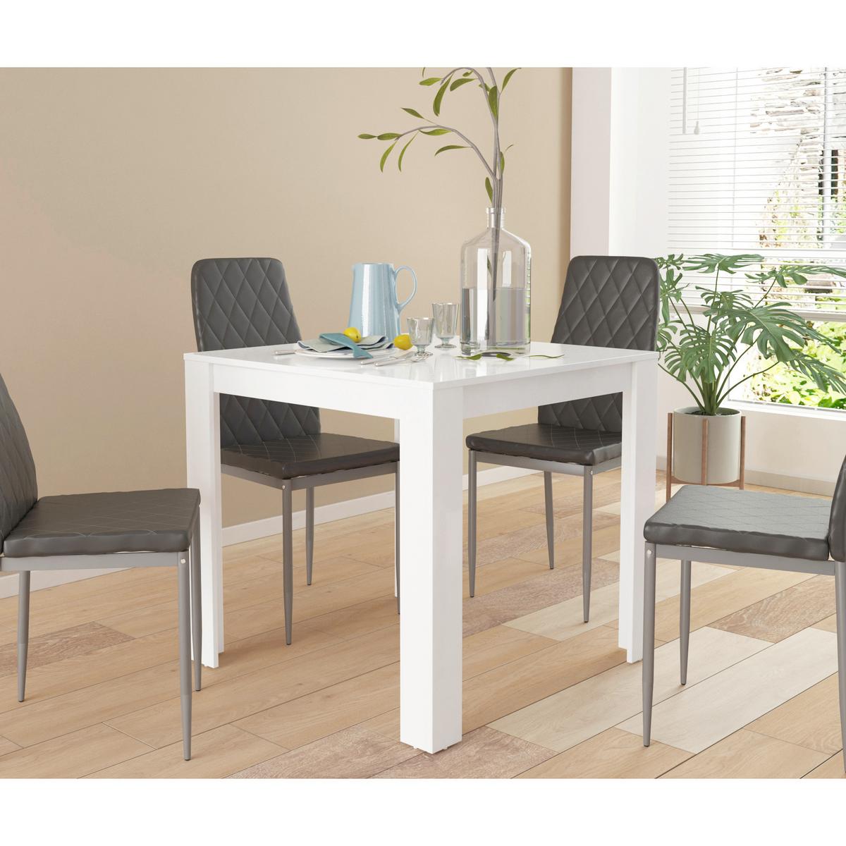 Esstisch Lynn Weiß Hg L: 80cm - Weiß Hochglanz, Design, Holzwerkstoff (80/75/80cm) - MID.YOU