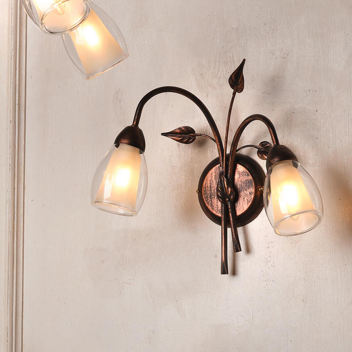 Wandleuchte Rosso Cognac L: 37 cm - Cognac, KONVENTIONELL, Glas/Metall (37/20/33cm)