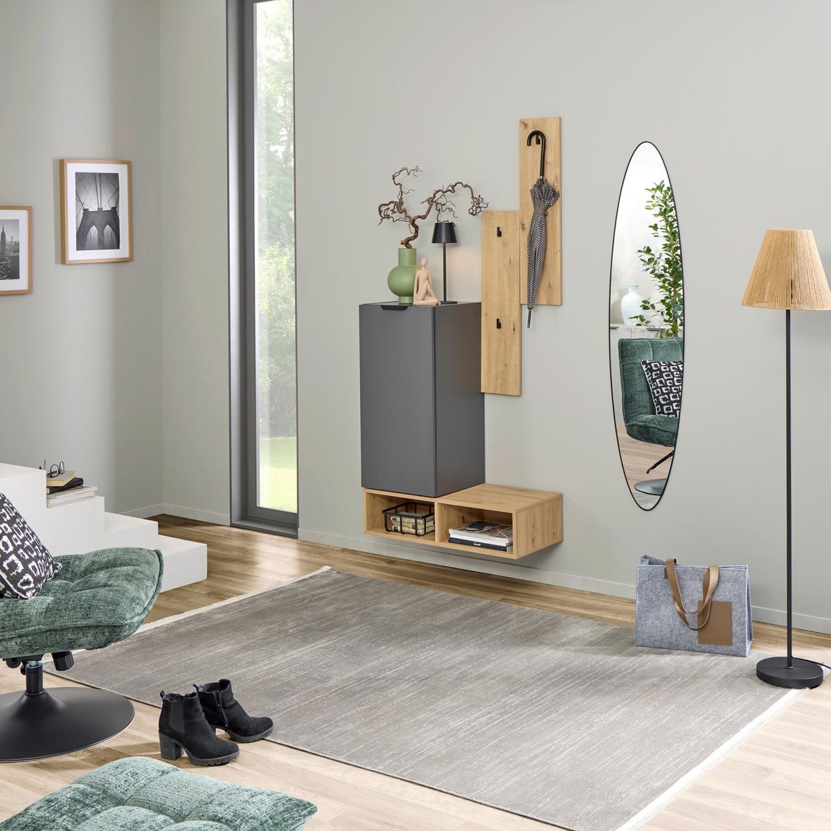Garderobe CIAO Anthrazit Eiche Artisan B:80cm - Anthrazit/Eiche Artisan, MODERN, Holzwerkstoff (80/181/37,6cm)