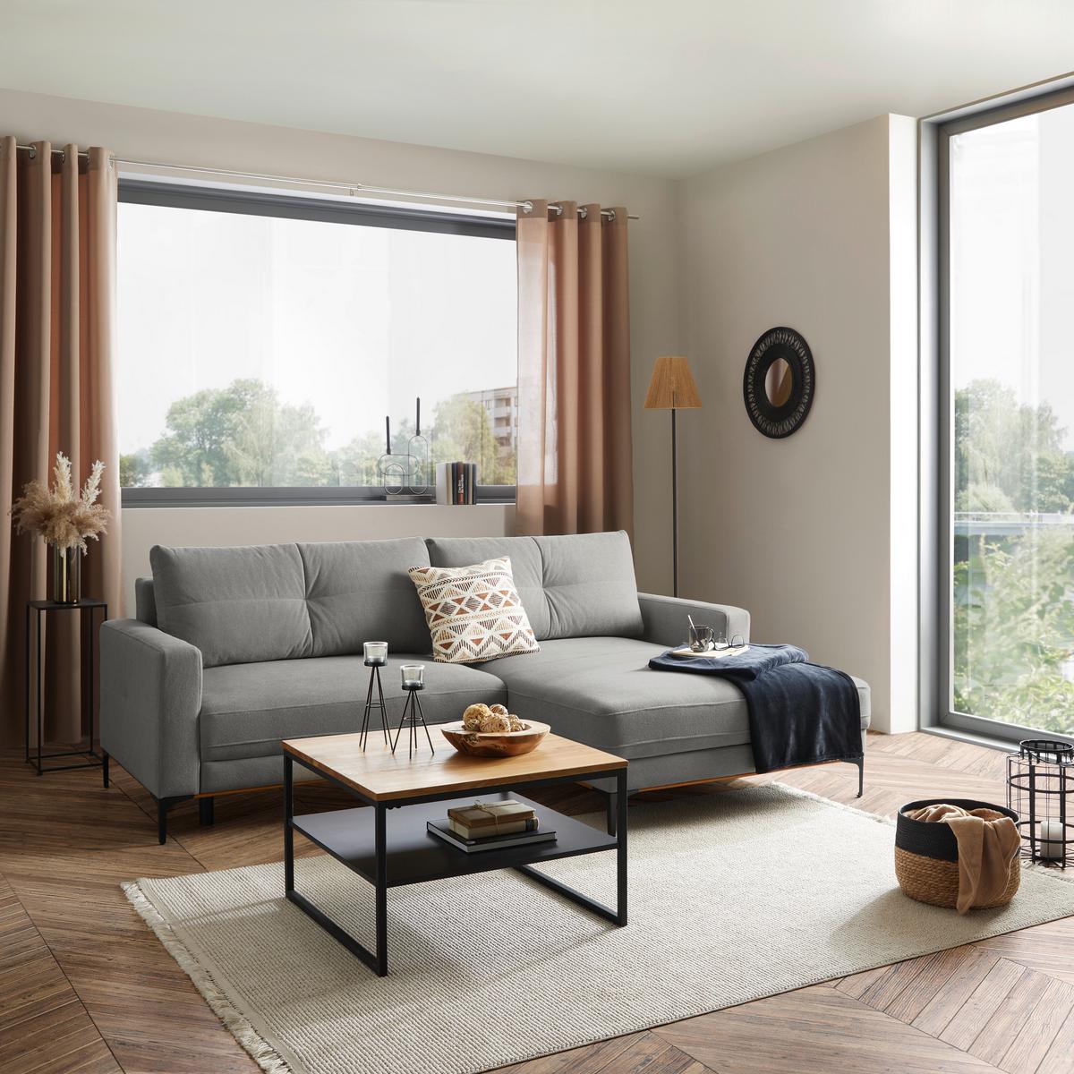 Ecksofa Bergamo - Hellgrau/Schwarz, MODERN, Textil (238/162cm) - Ondega