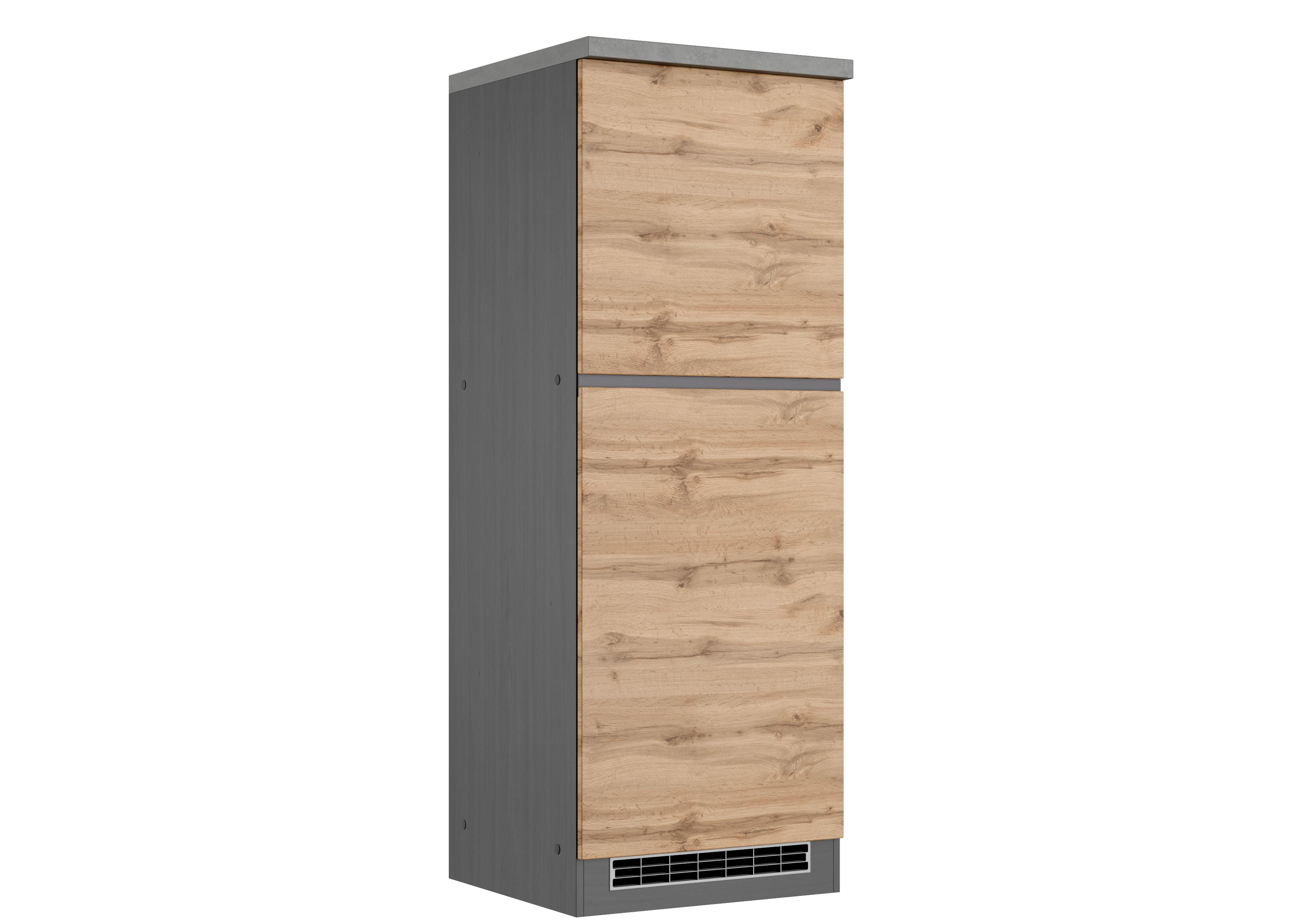Kühlschrank-umbauschrank Turin 60 Cm Graphitfarben/eiche - Eiche Wotan/Graphitfarben, Design, Holzwerkstoff (60/166/60cm) - Held