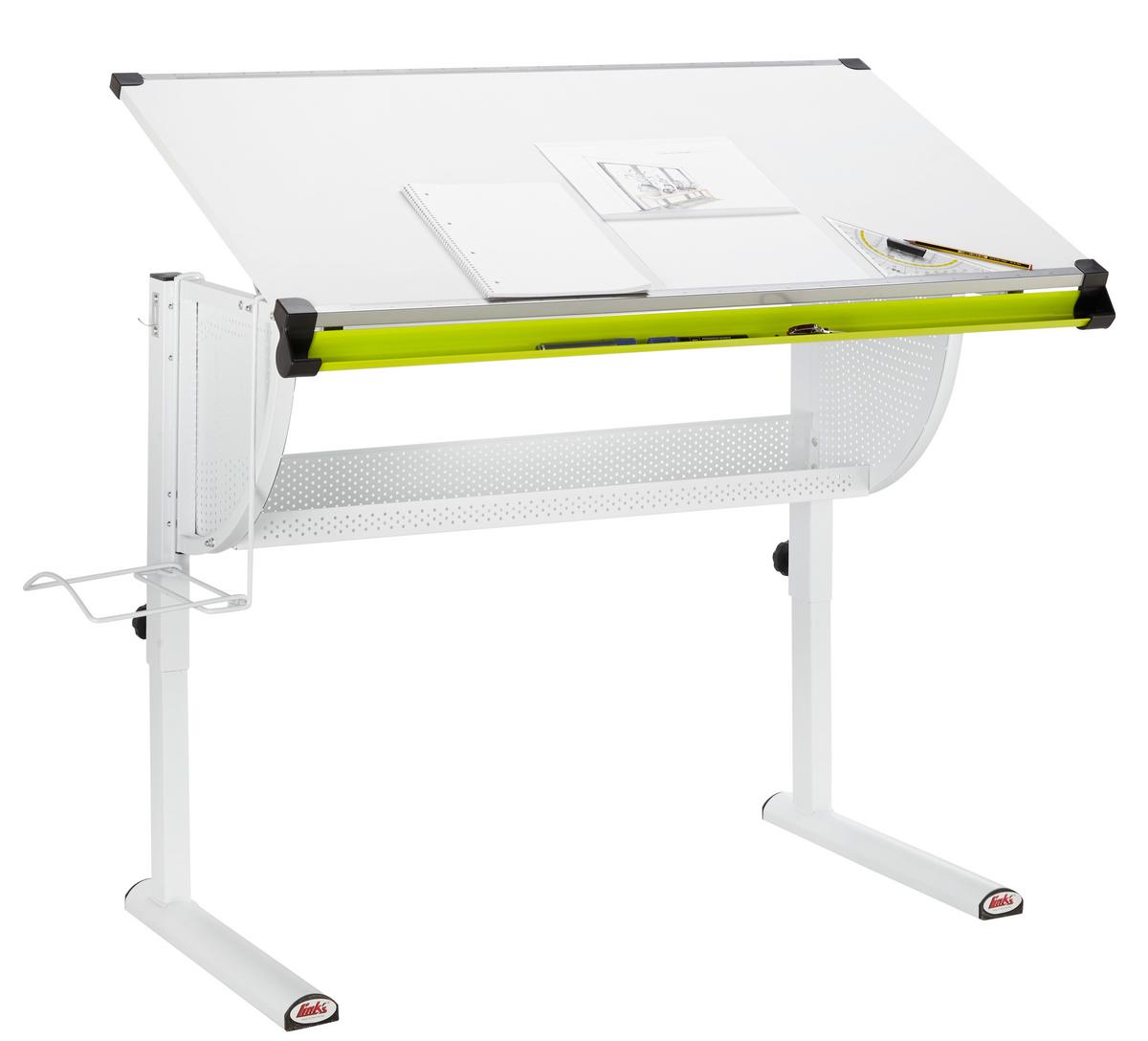 Jugendschreibtisch Neigbar B: 118 Cm H: 63 Cm Matts, Weiß - Pink/Weiß, MODERN, Holzwerkstoff/Metall (118/73/63cm) - MID.YOU