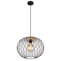 Hängeleuchte Lacky H: 150 cm 1-Flammig - Schwarz/Braun, Basics, Holz/Metall (40/150cm) - Globo