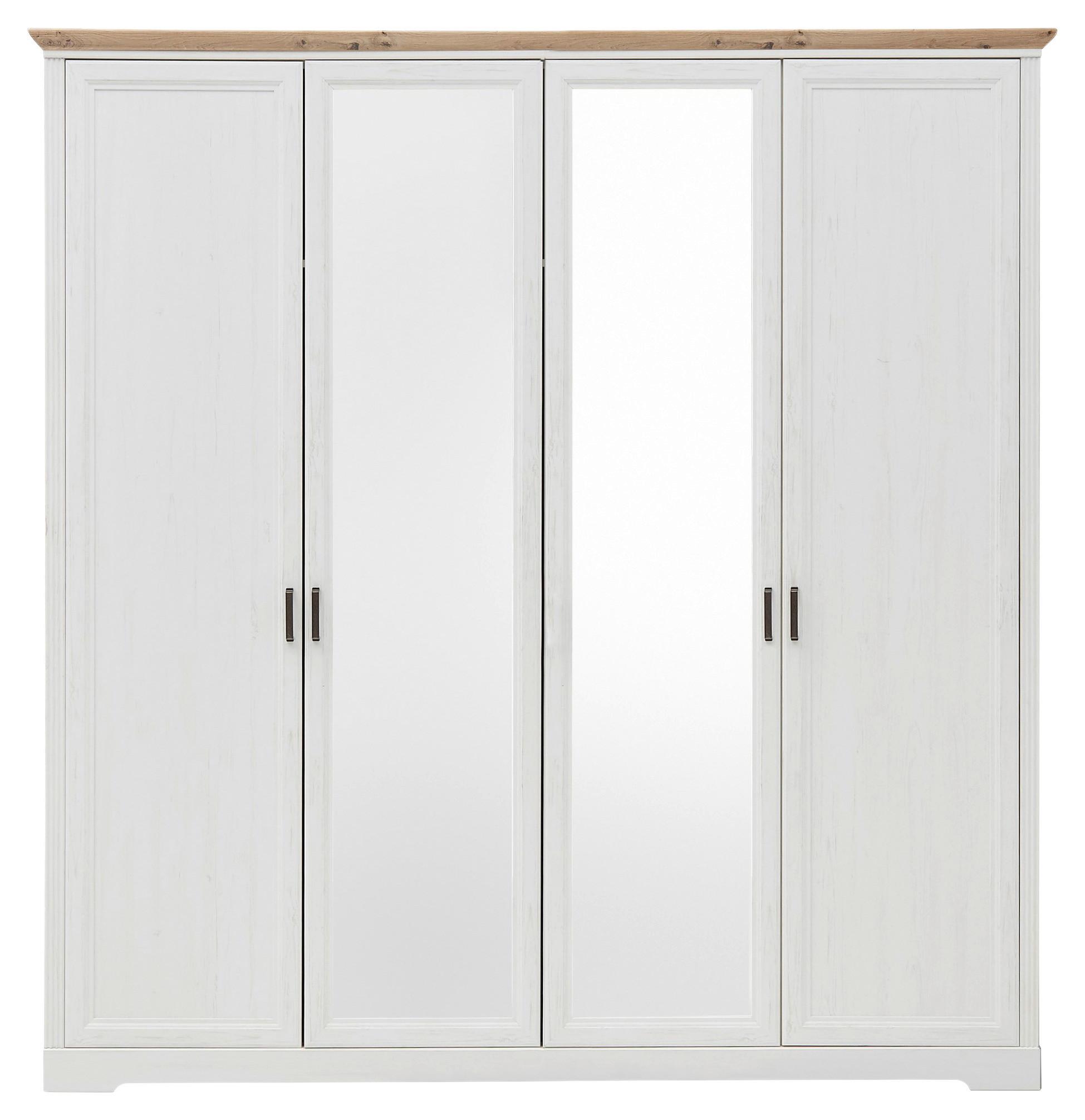 Drehtürenschrank Mit Spiegel 214 cm Jasmin II Weiß/Eiche - Weiß/Eiche Artisan, LIFESTYLE, Holzwerkstoff (214/220/64cm)