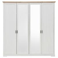 Drehtürenschrank Mit Spiegel 214 cm Jasmin II Weiß/Eiche - Weiß/Eiche Artisan, LIFESTYLE, Holzwerkstoff (214/220/64cm)
