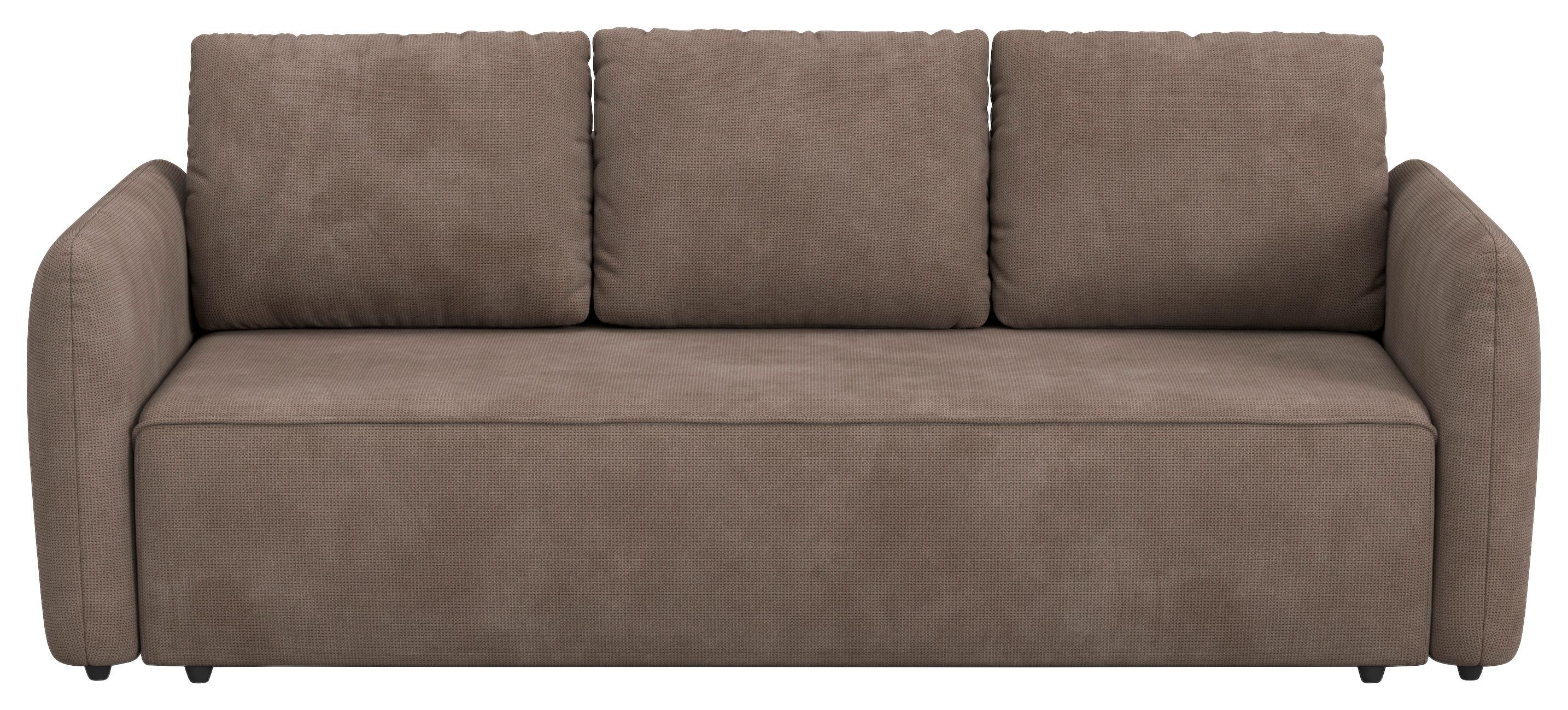 Megasofa mit Bettfunktion Flow Mikrofaser taupe, B: 222cm - Taupe/Schwarz, Trend, Textil (222/89/102cm) - MID.YOU