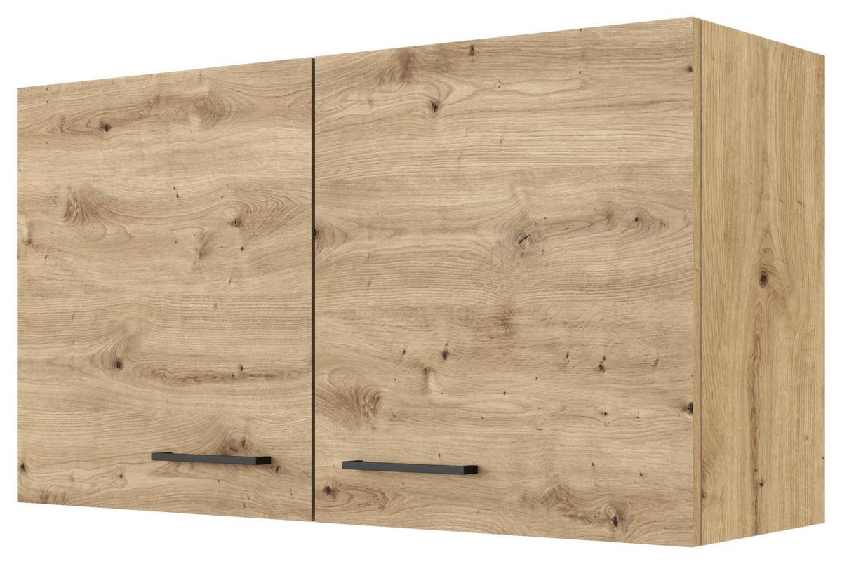 HORNÁ KUCHYNSKÁ SKRINKA CARA H 100 - čierna/dub artisan, Konventionell, kov/kompozitné drevo (100/54,8/32cm) - FlexWell