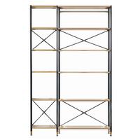 Regal Naturfarben/schwarz B: 127,5cm - Schwarz/Naturfarben, Design, Holzwerkstoff/Metall (127,5/210/30cm) - Livetastic