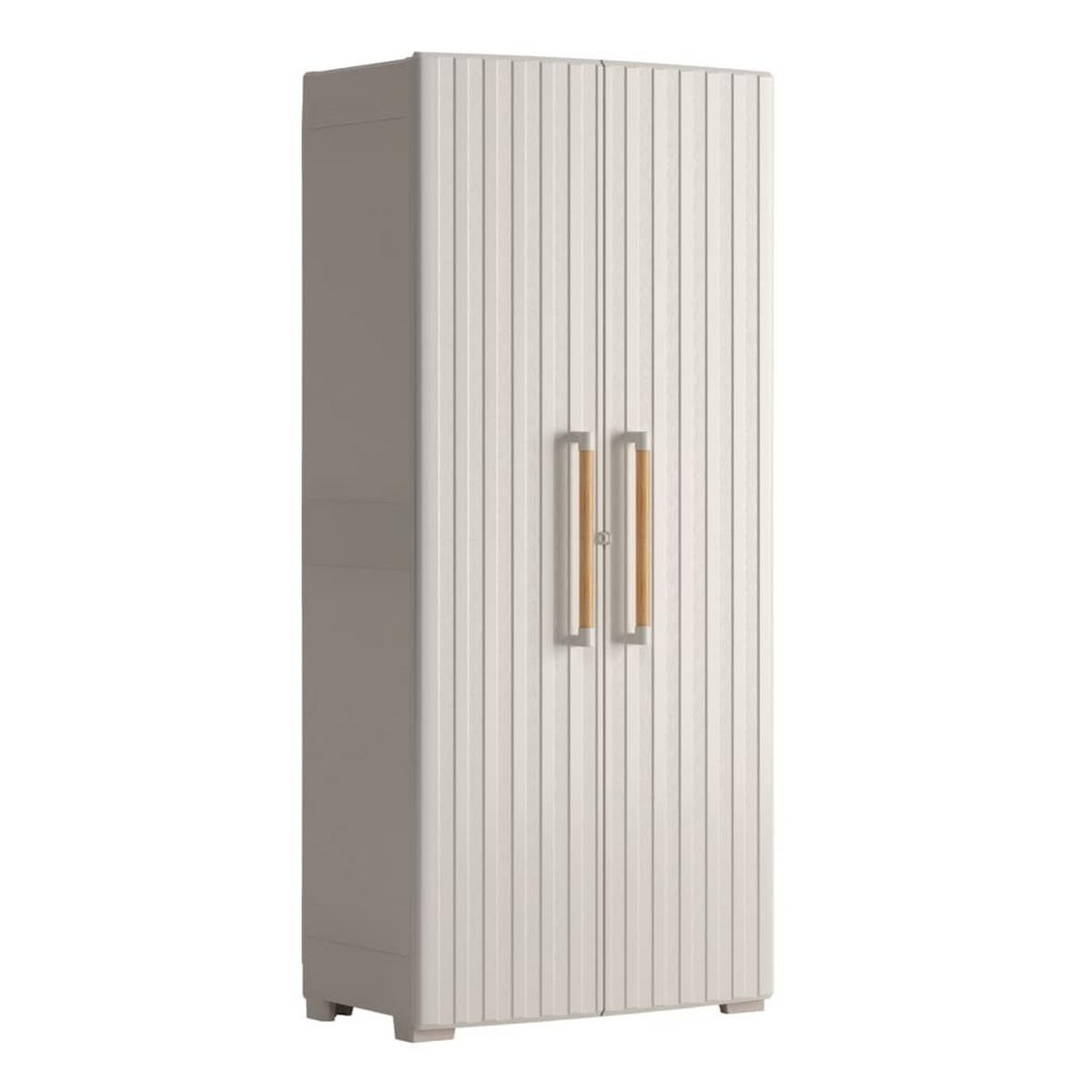 Univerzální skříň z plastu, béžová - béžová, Moderní, dřevo/plast (80/180/45cm)