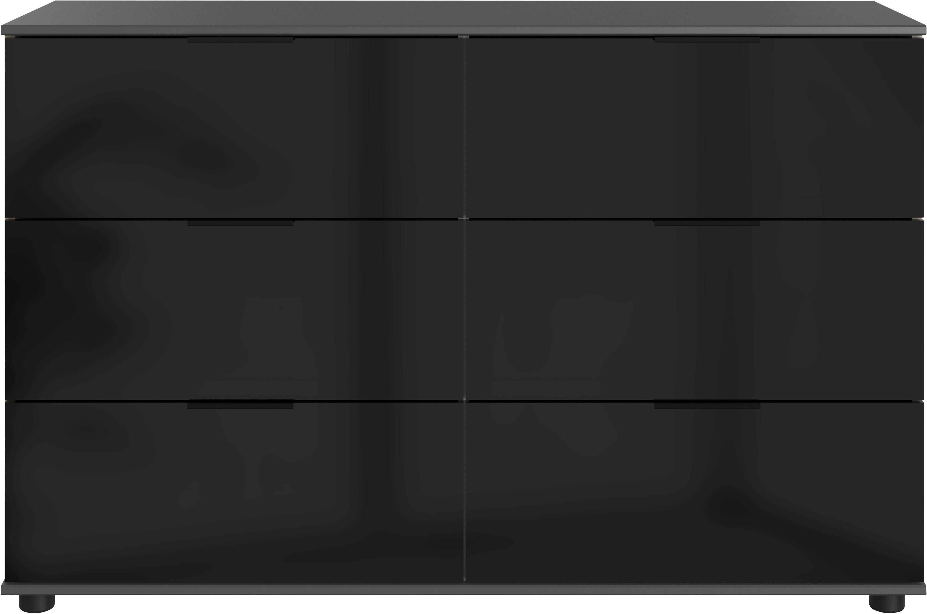 Komód Barcelona 130/80cm - grafitszürke, Basics, faalapú anyag/Üveg (130/83/41cm) - Livetastic