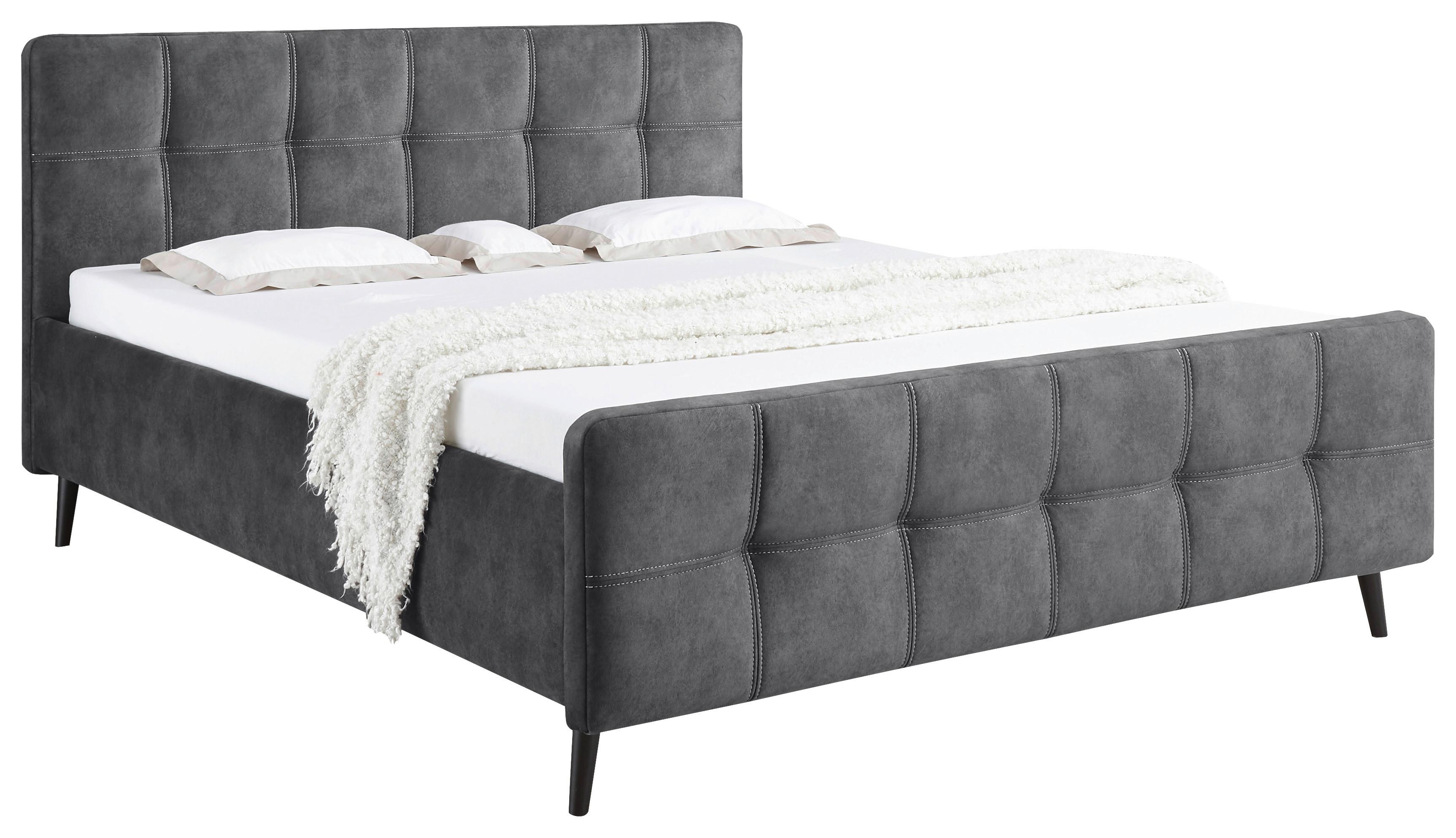 Polsterbett Mario C 180x200 cm Anthrazit - Anthrazit/Schwarz, Basics, Holzwerkstoff/Textil (180/200cm) - MID.YOU
