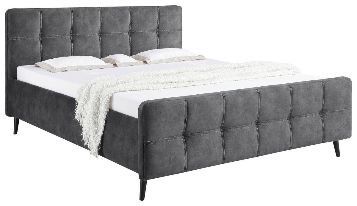 Polsterbett Mario C 180x200 Cm Anthrazit - Anthrazit/Schwarz, Basics, Holzwerkstoff/Textil (180/200cm) - MID.YOU