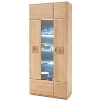 Vitrine Bologna B: 90 cm teilmassiv Eichefarben - Eichefarben, Design, Glas/Holz (90/208/38cm) - Livetastic