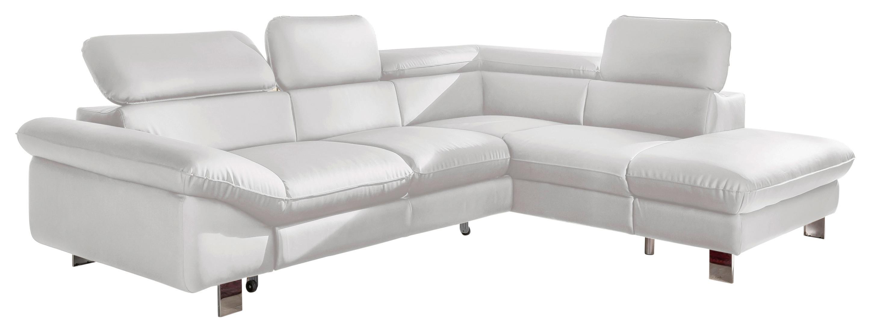 Ecksofa mit Schlaffunktion Driver Weiß Lederlook - Chromfarben/Weiß, MODERN, Textil (266/214cm) - MID.YOU
