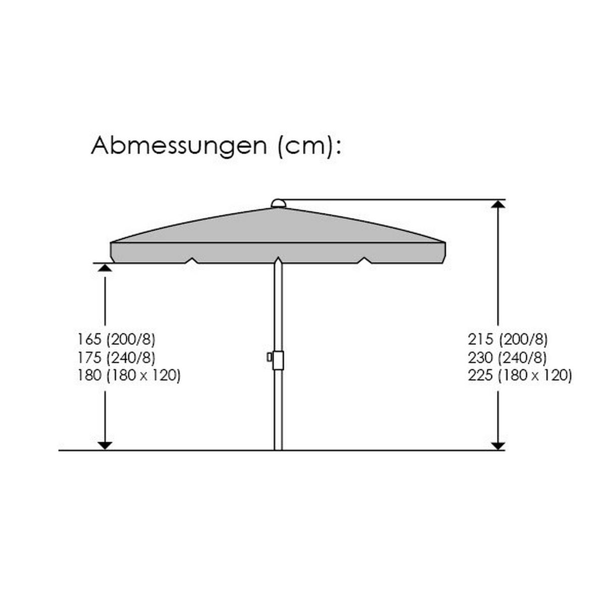Sonnenschirm Ibiza 200x215x200cm Anthrazit - Anthrazit/Weiß, Basics, Textil/Metall (200/215/200cm) - Schneider