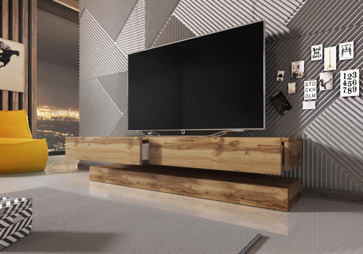 Lowboard Tv Stand Fly Eiche Wotan B: 140 Cm - Eiche Wotan, Design, Holzwerkstoff (140/25/34cm) - MID.YOU