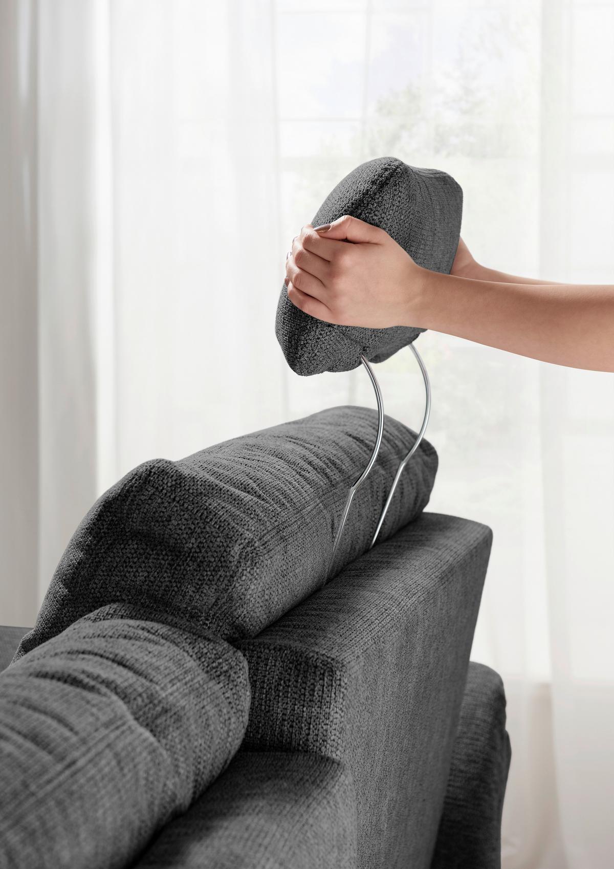 Wohnlandschaft Brizzini Anthrazit U: 206x338x176 cm - Anthrazit/Schwarz, MODERN, Textil (206/338/176cm) - Livetastic