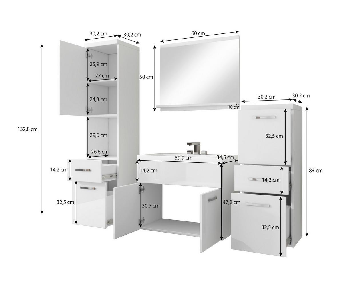 Badezimmer Albamatera 5-Teilig Kastanieeichefarben B: 120 cm - Kastanieneichefarben/Anthrazit, LIFESTYLE, Keramik/Holzwerkstoff (120/132,8/30,2cm) - P & B