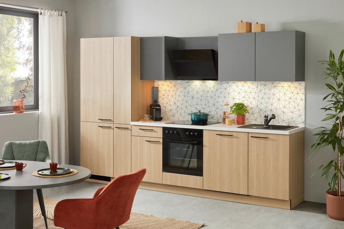 Küchenblock Plan/win - Eichefarben/Anthrazit, MODERN, Holzwerkstoff (310cm) - Express-Kuechen