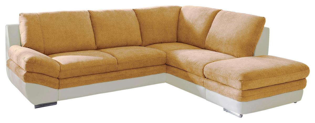 Wohnlandschaft In L-Form Nardo 264x221 cm - Chromfarben/Dunkelgelb, MODERN, Textil (264/221cm) - MID.YOU