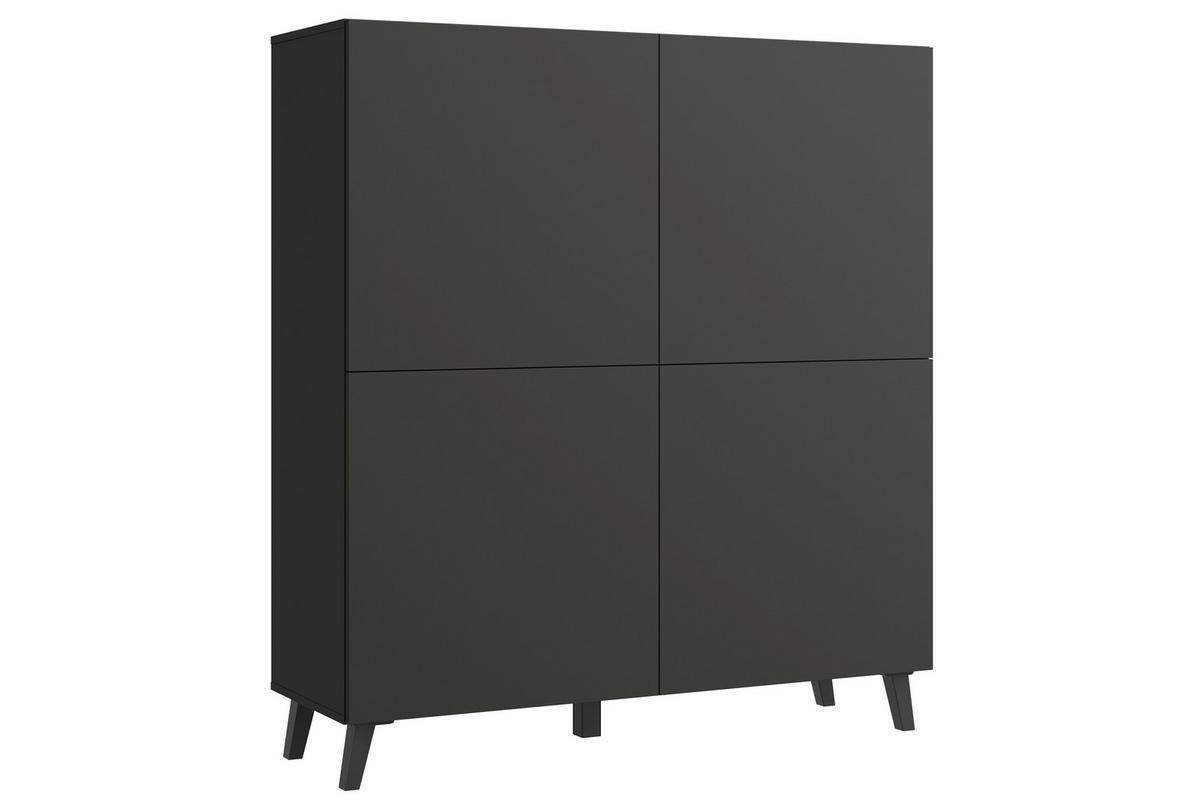 Highboard Phuket 120 Schwarz B: 120 Cm - Schwarz, Design, Holzwerkstoff (120/128/39cm) - Livetastic